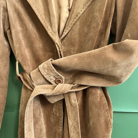 ☃️ ModODoc Suede Coat with feather fur collar size Small - Picture 9 of 10